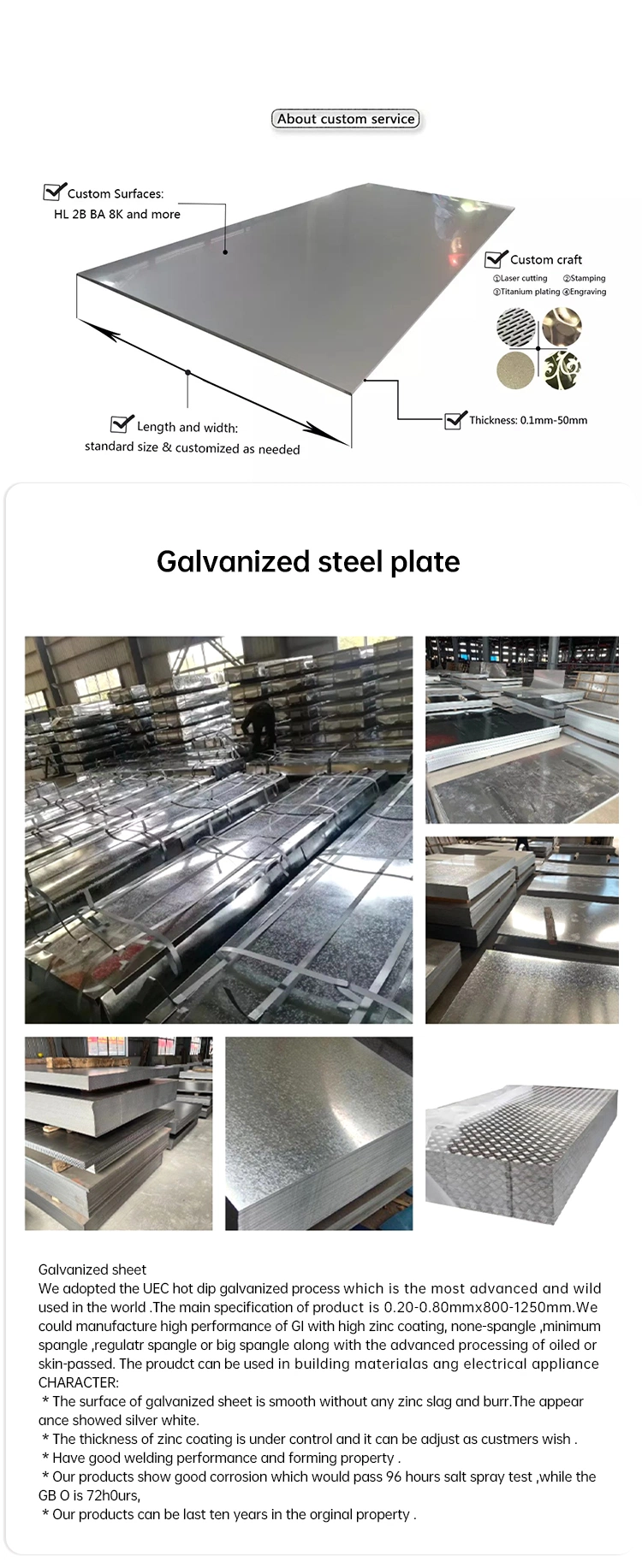 ASTM 201 202 304 304L 316 316L 410 420 430 Stainless Steel Sheet 2b Hl 8K Mirror Nonmagnetic Food Grade